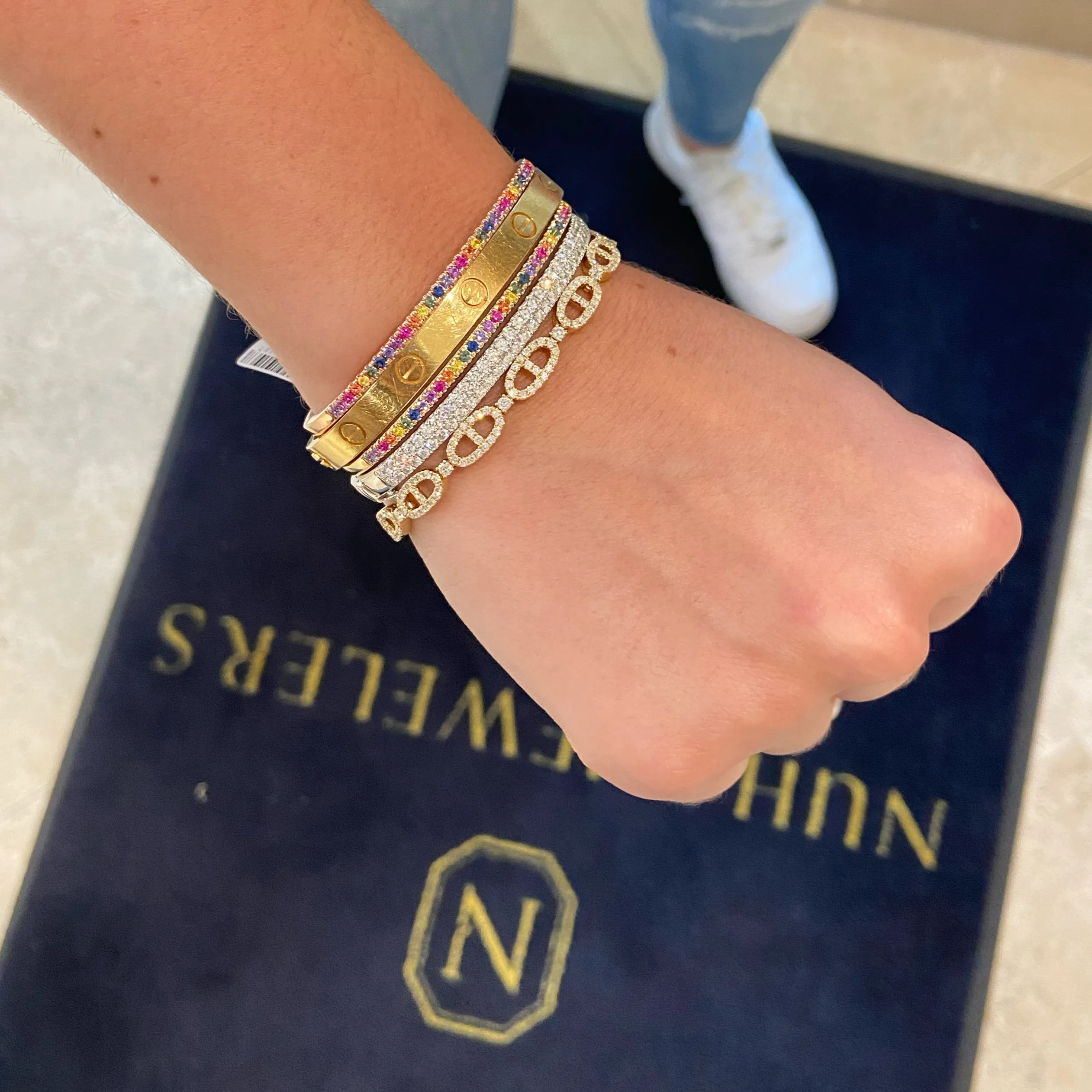 Multicolor Gemstone Bangle Bracelet