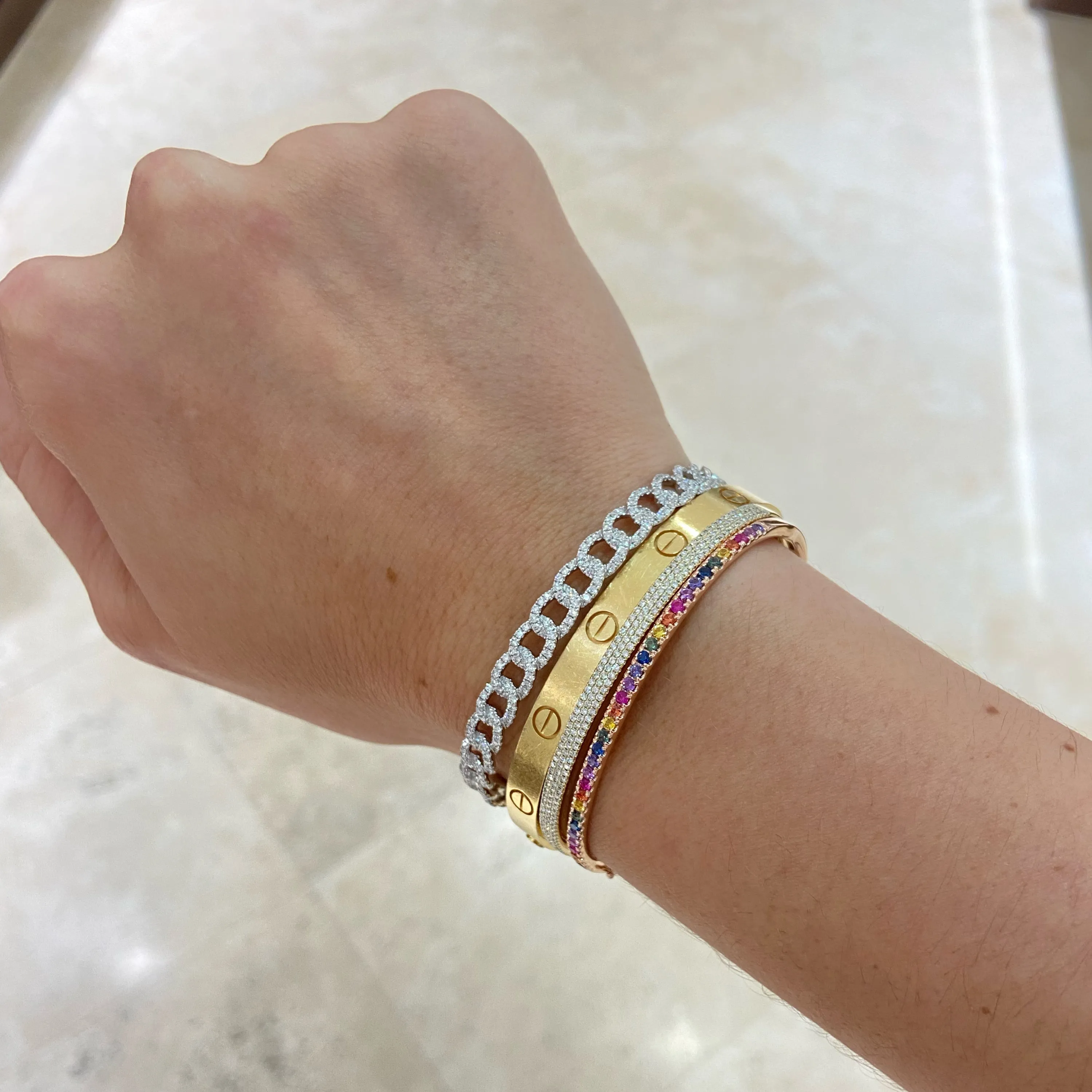 Multicolor Gemstone Bangle Bracelet