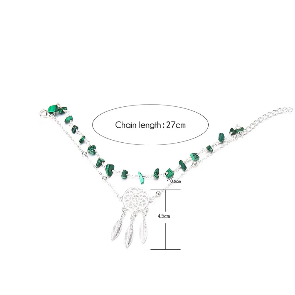 Multilayer Dream Catcher Faux Beaded Chain Anklet
