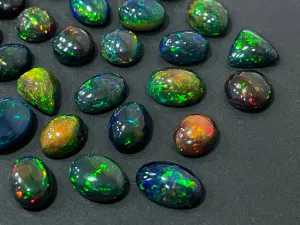 Natural Ethiopian Black Opal, Smooth Black Opal Cabochon