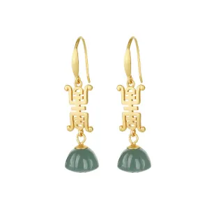 Natural Jade Earrings Jadeite Silver Earrings ZNE287