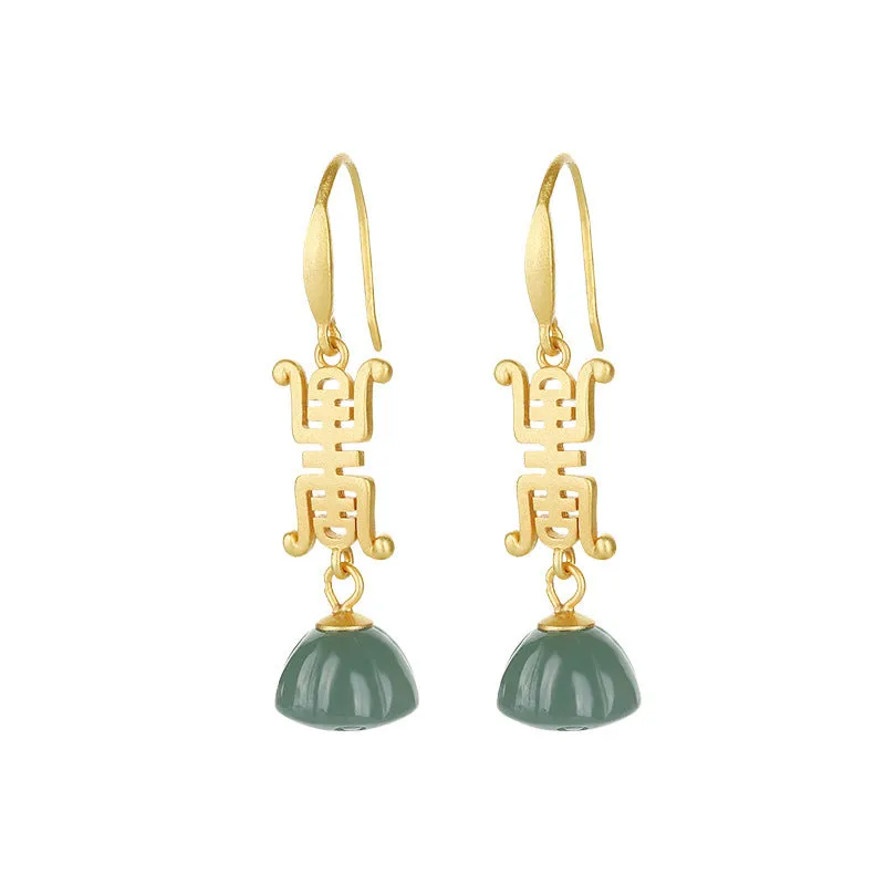 Natural Jade Earrings Jadeite Silver Earrings ZNE287