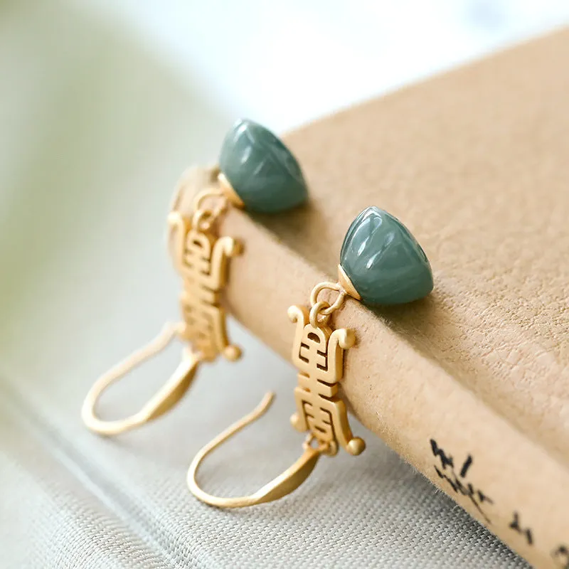 Natural Jade Earrings Jadeite Silver Earrings ZNE287