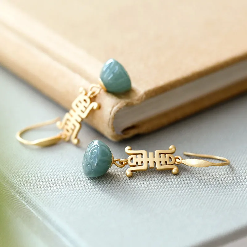 Natural Jade Earrings Jadeite Silver Earrings ZNE287
