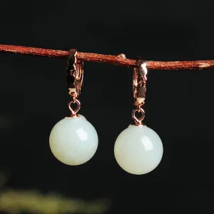 Natural Jade Earrings Nephrite Silver Earrings EG109