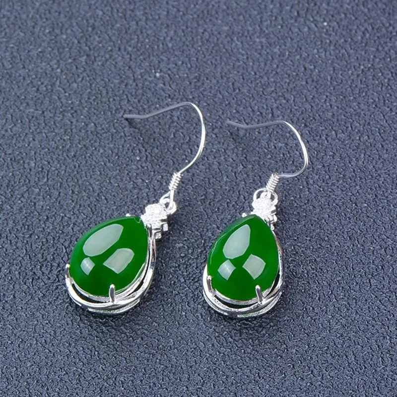 Natural Jade Earrings Nephrite Silver Earrings NE133