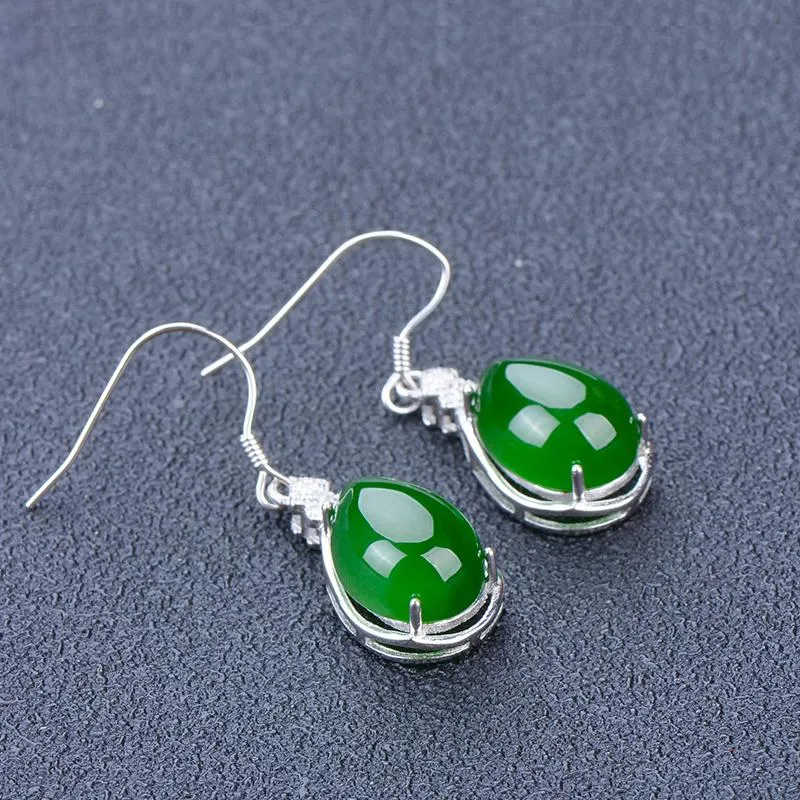 Natural Jade Earrings Nephrite Silver Earrings NE133