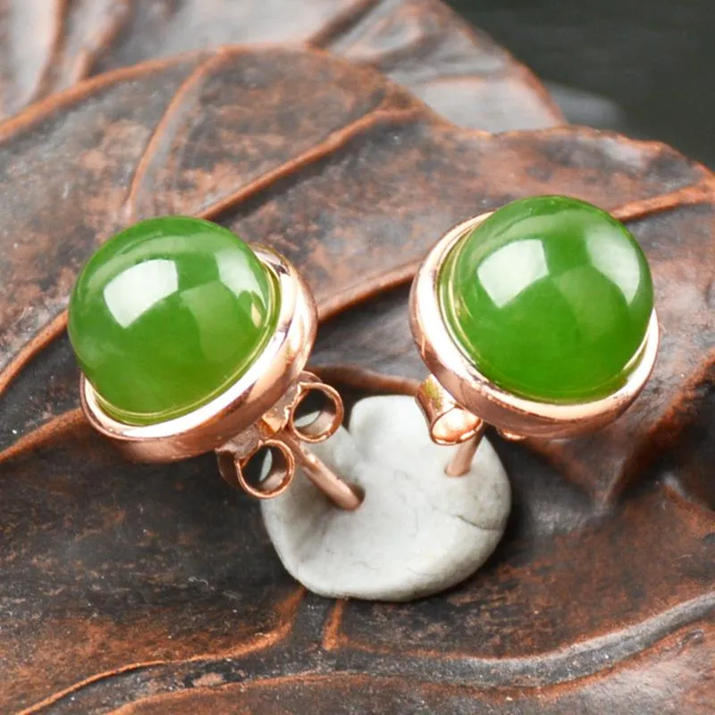 Natural Jade Earrings Nephrite Silver Earrings NE134