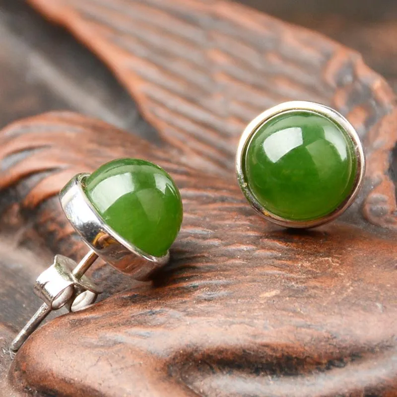 Natural Jade Earrings Nephrite Silver Earrings NE134