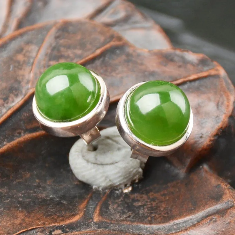 Natural Jade Earrings Nephrite Silver Earrings NE134