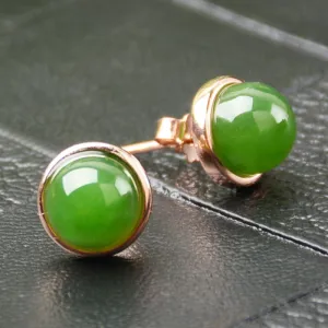 Natural Jade Earrings Nephrite Silver Earrings NE134