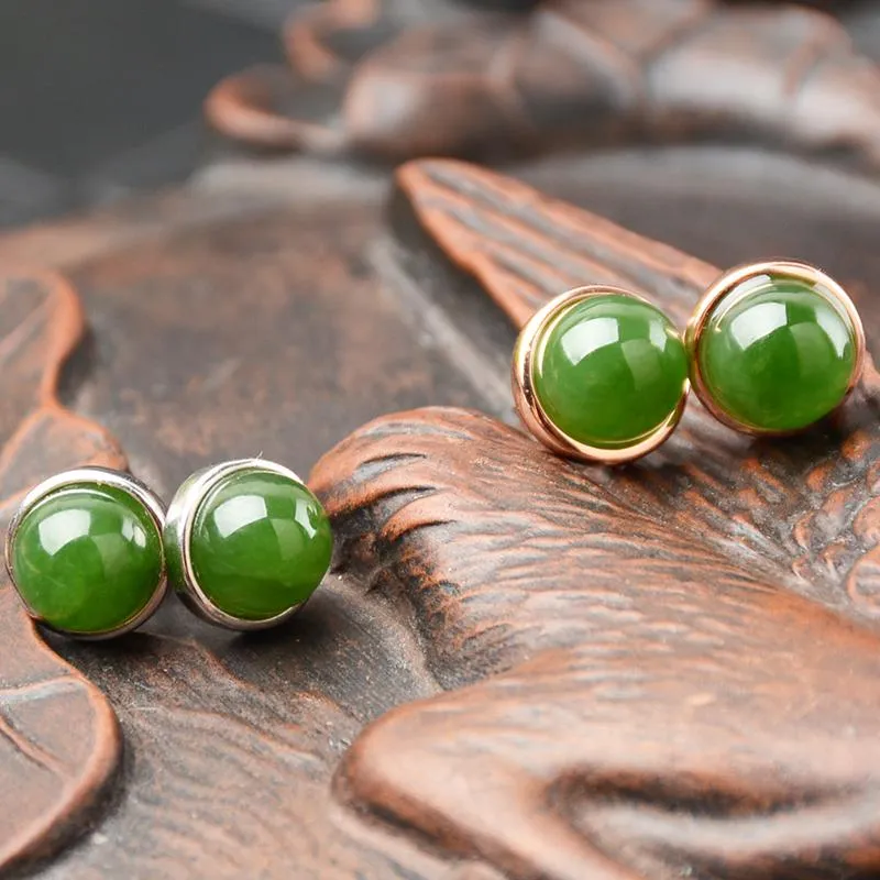 Natural Jade Earrings Nephrite Silver Earrings NE134
