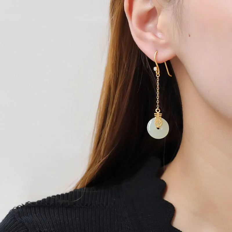 Natural Jade Earrings Nephrite Silver Earrings ZNE136