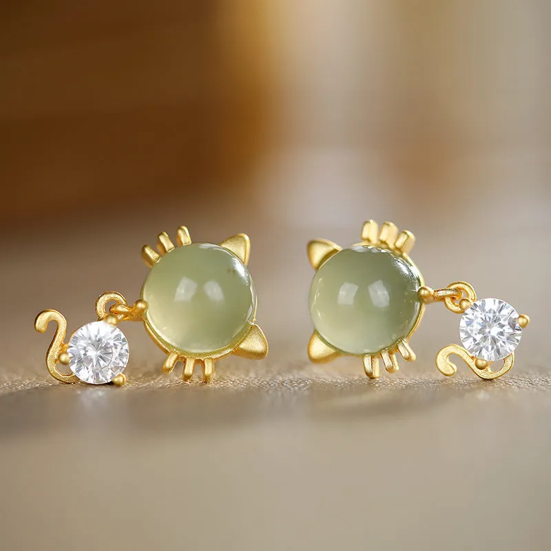 Natural Jade Earrings Nephrite Silver Earrings ZNE197