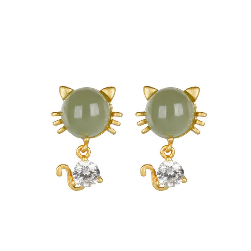 Natural Jade Earrings Nephrite Silver Earrings ZNE197