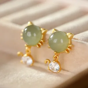 Natural Jade Earrings Nephrite Silver Earrings ZNE197