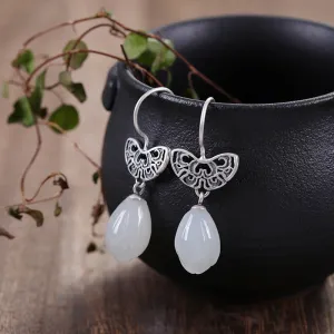 Natural Jade Earrings Nephrite Silver Earrings ZNE204