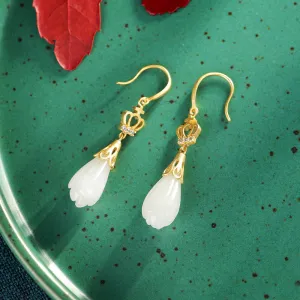 Natural Jade Earrings Nephrite Silver Earrings ZNE426