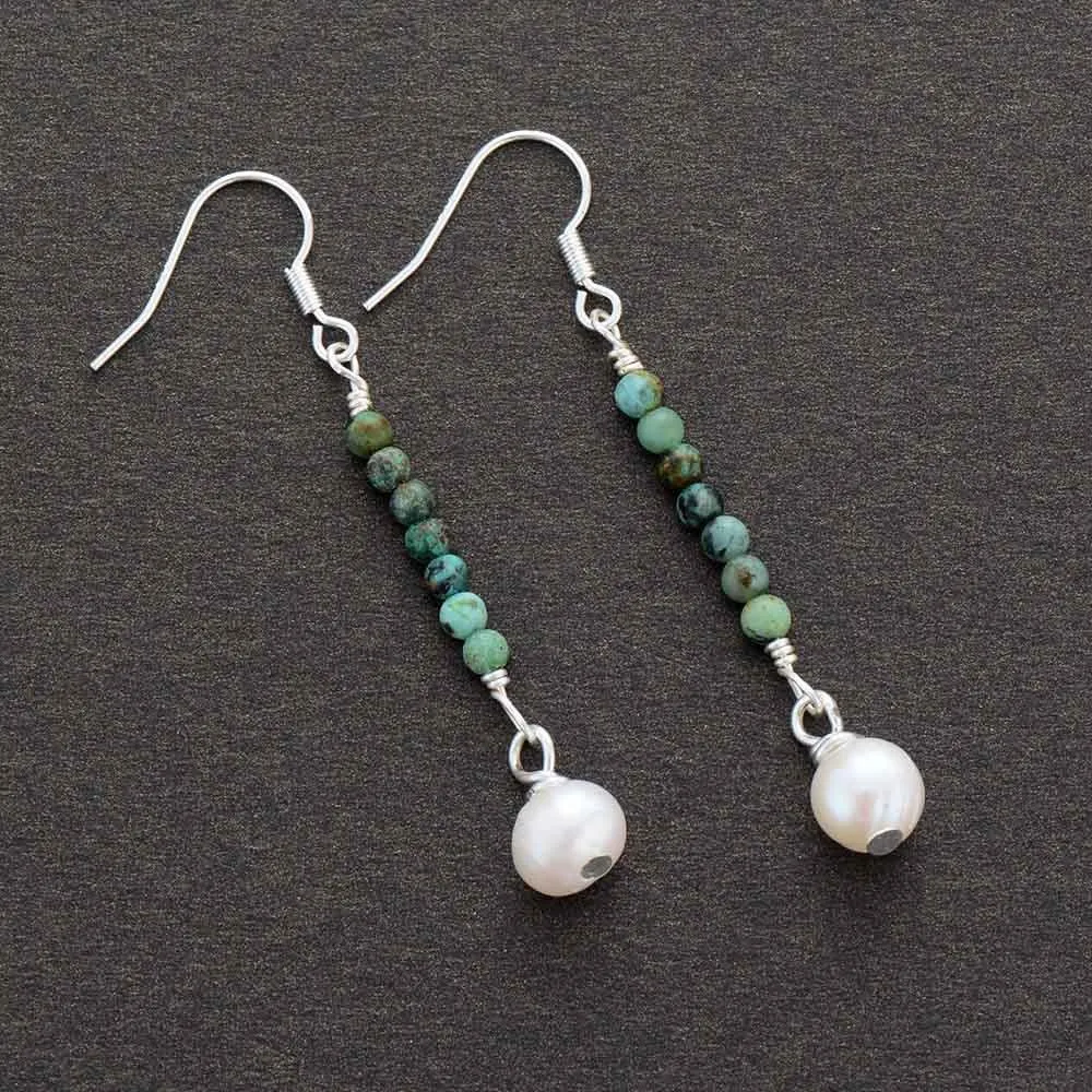'Ngiyagir' African Turquoise Pearls Earrings
