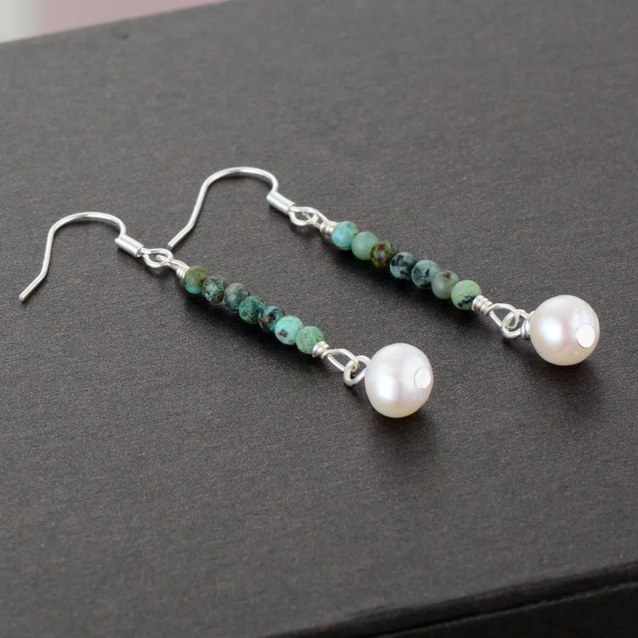 'Ngiyagir' African Turquoise Pearls Earrings