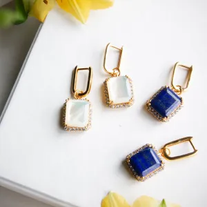 Octagon Cut Mother of Pearl Hoops