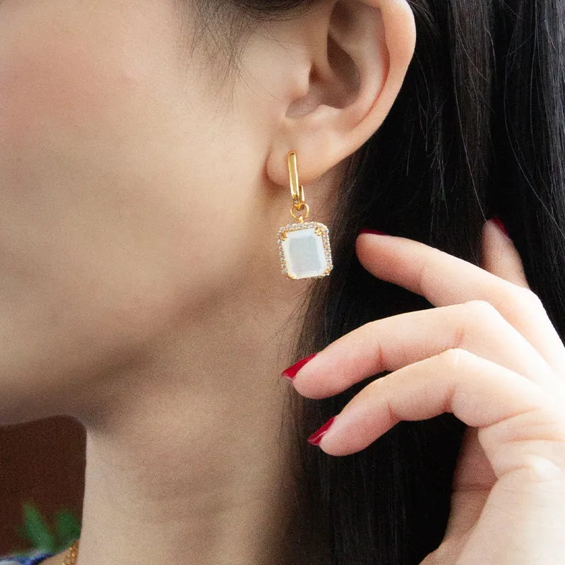 Octagon Cut Mother of Pearl Hoops