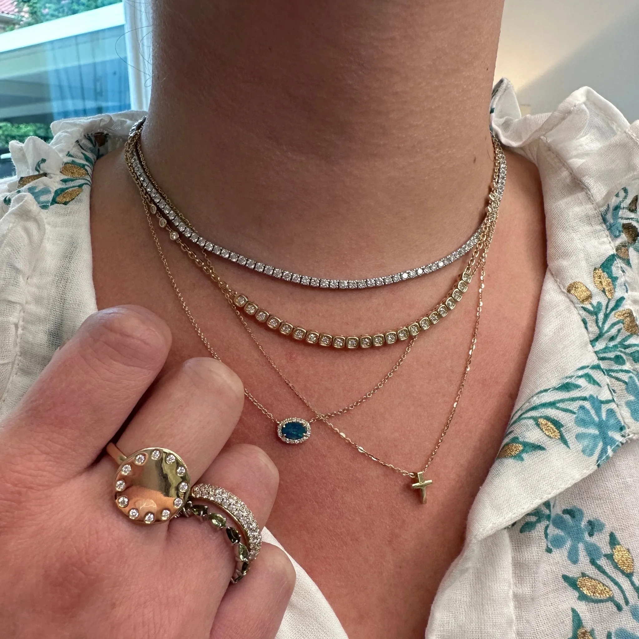 Opal & Diamond Halo Necklace
