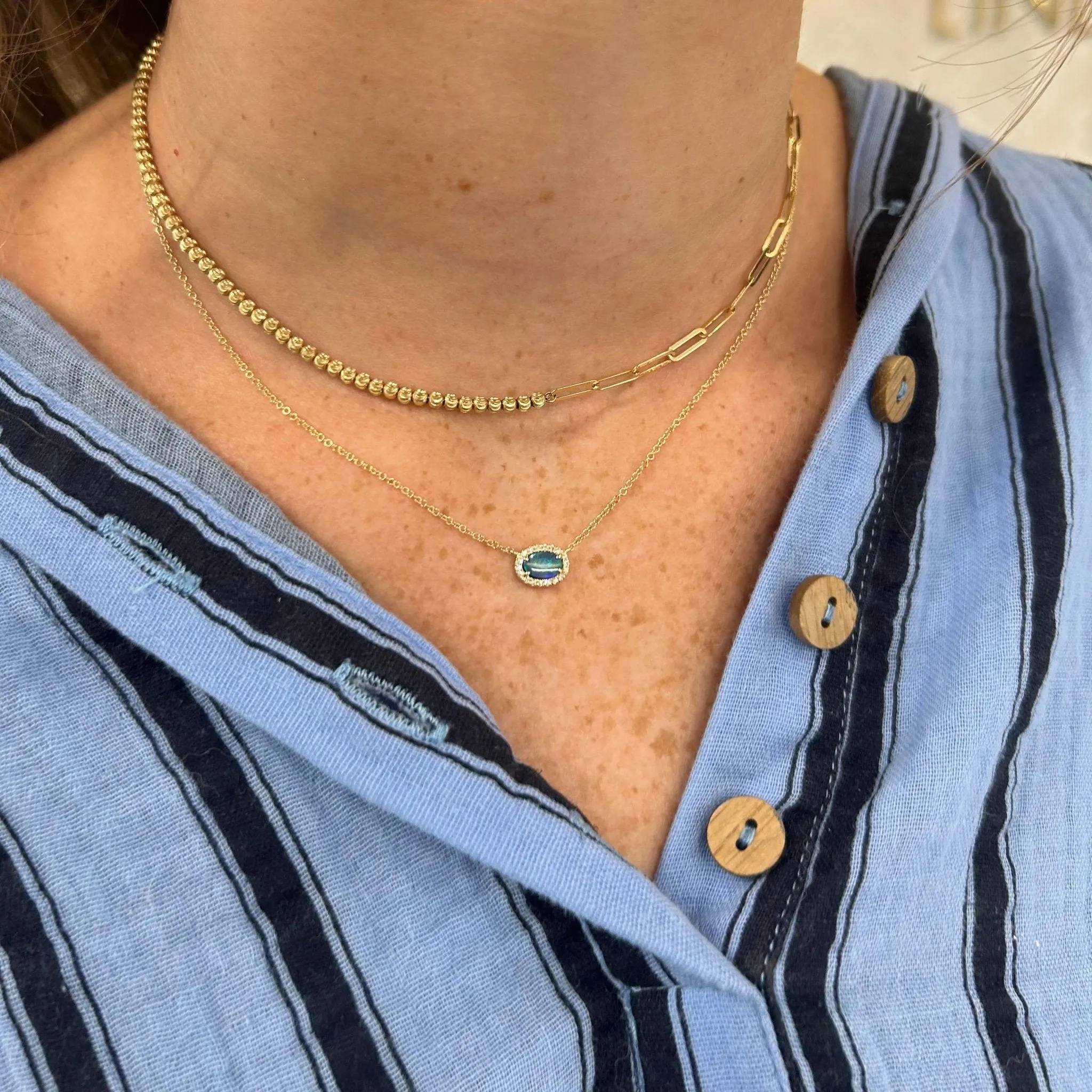 Opal & Diamond Halo Necklace