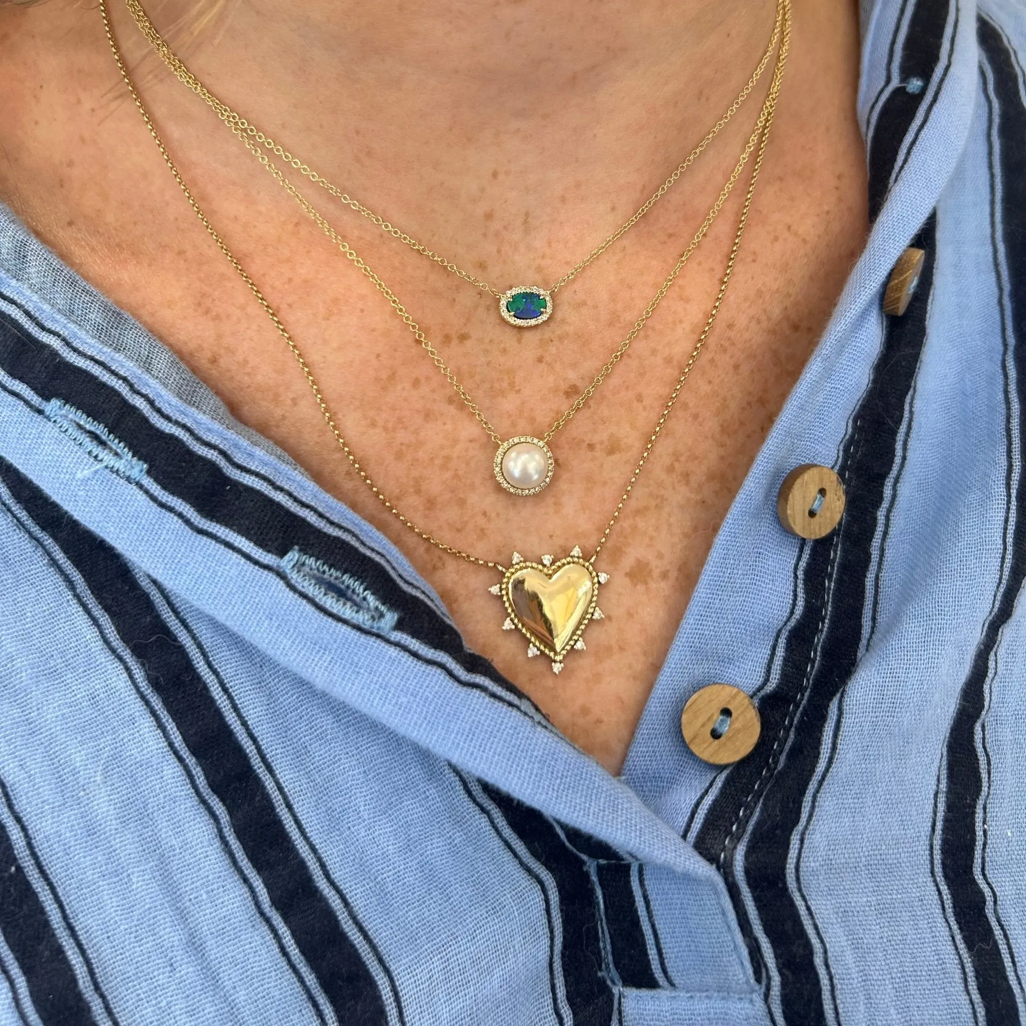 Opal & Diamond Halo Necklace