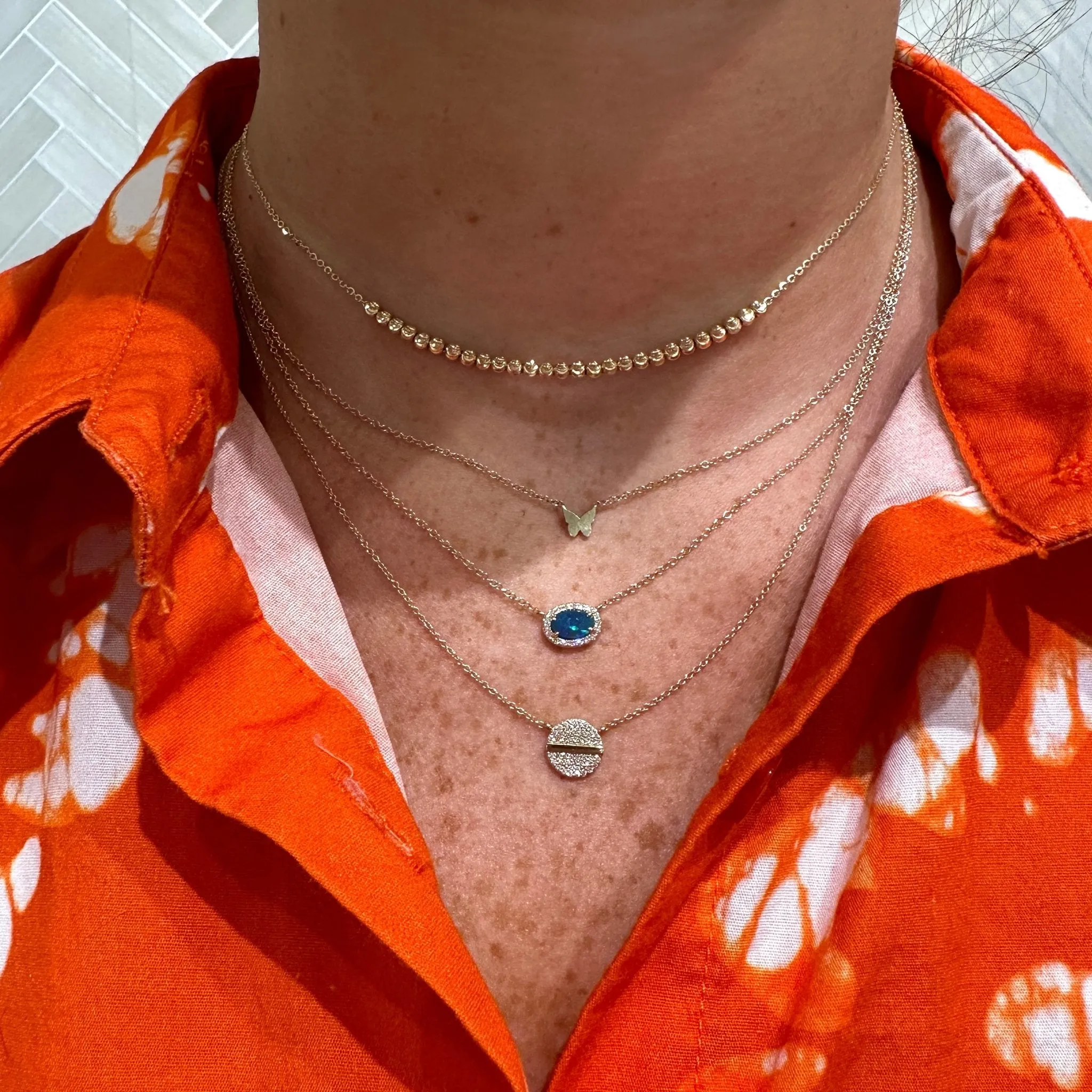 Opal & Diamond Halo Necklace