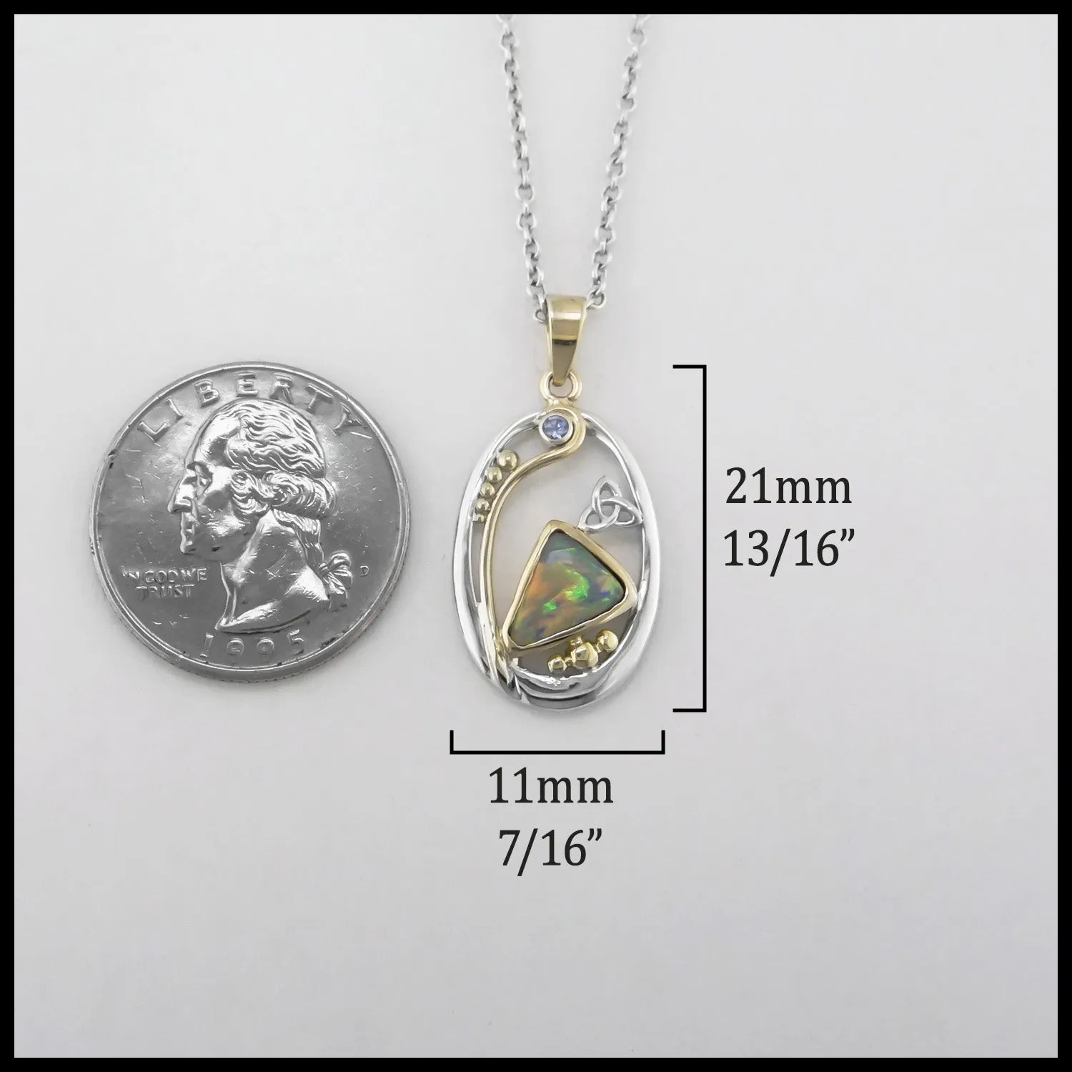 Opal and Tanzanite Custom Frame Pendant
