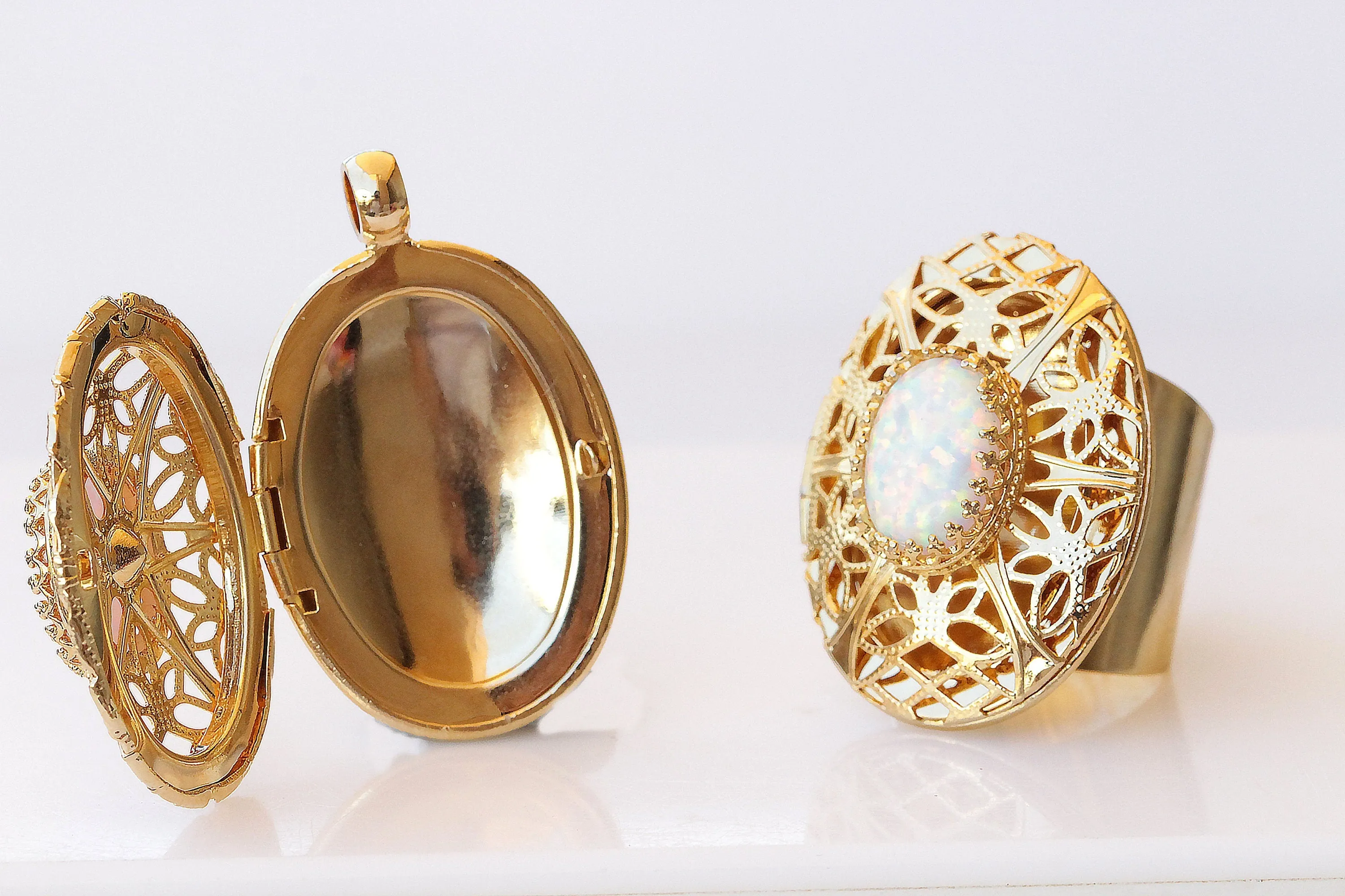 Opal Locket Ring