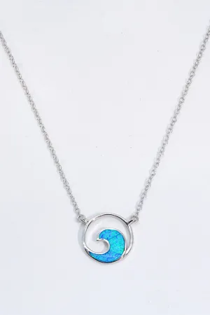 Opal Wave Pendant Necklace