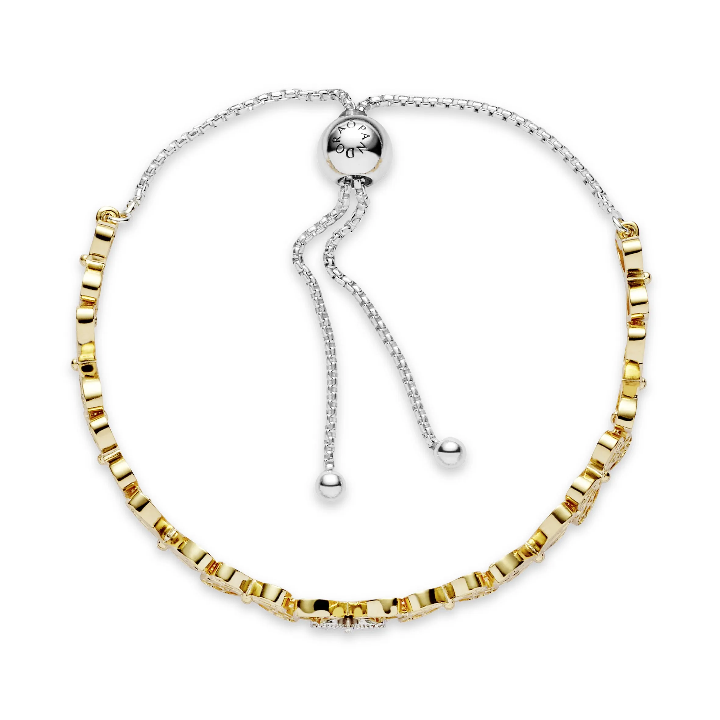 Openwork butterfly 14k Gold Plated  and silver bracelet with sliding clasp