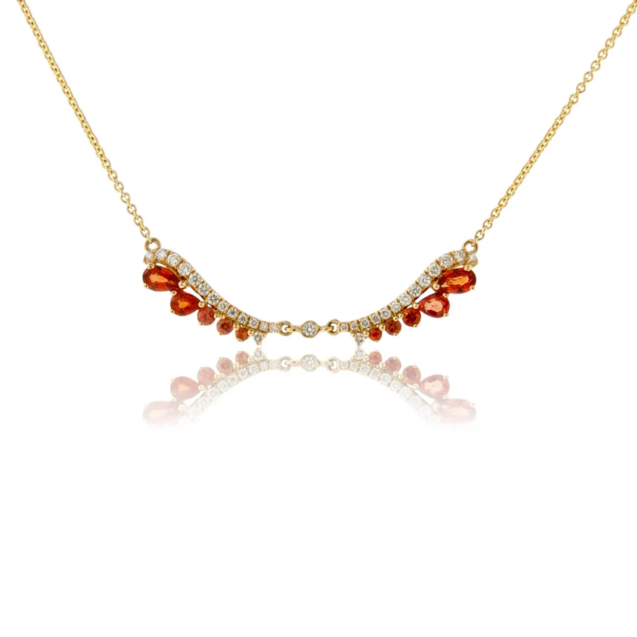 Orange Sapphire & Diamond Necklace