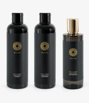 Oud and Amber Shampoo, Conditioner and Hair & Body Mist Bundle