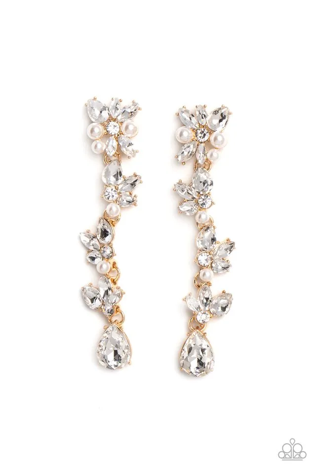 Paparazzi Earring ~ LIGHT at the Opera - Gold
