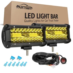 Partsam Amber 12000LM Triple Rows Fog Lights for ATV UTV SUV Trucks