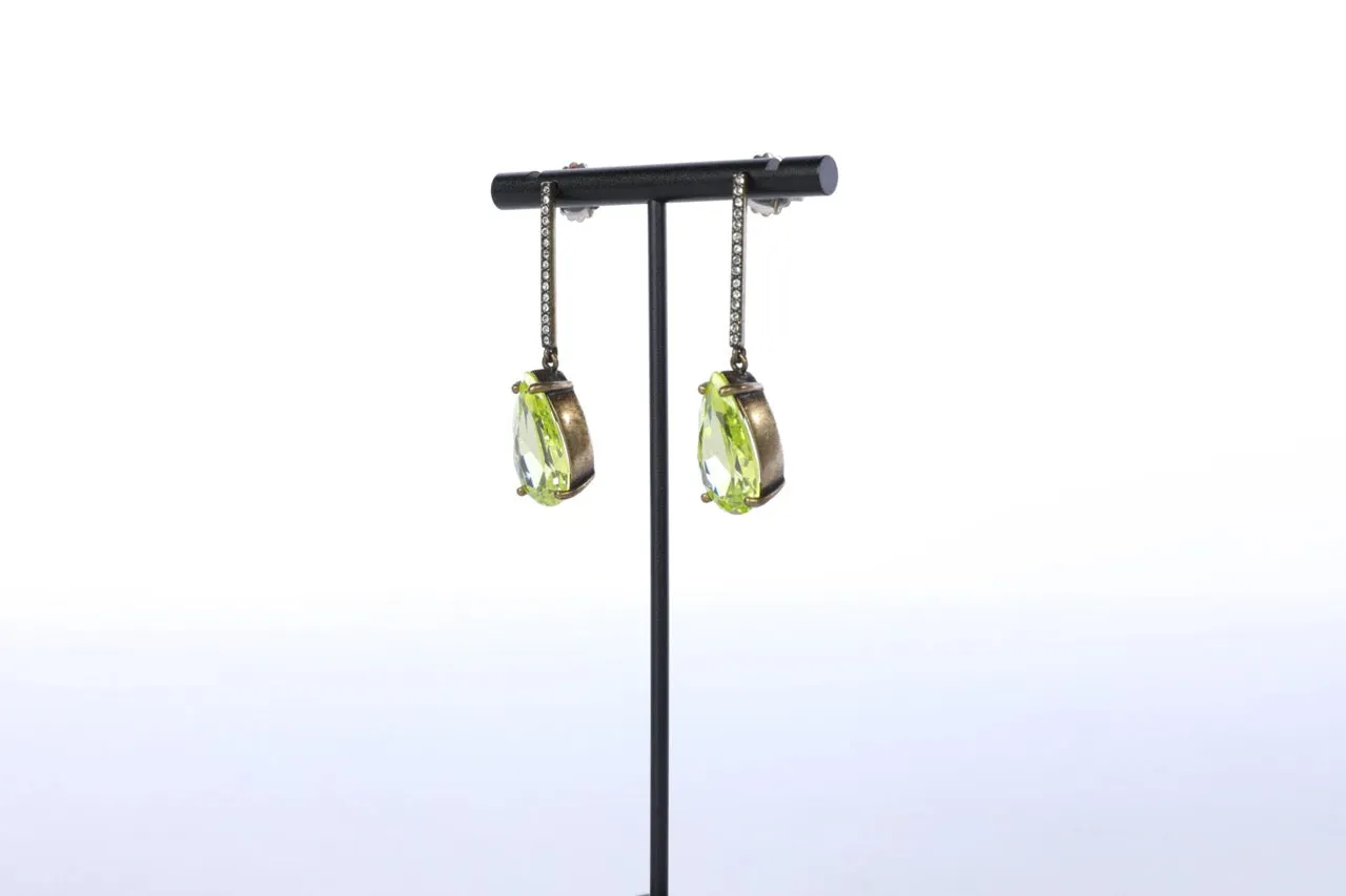 Pear Shape Green Periodt Teardrop Dangly Earrings