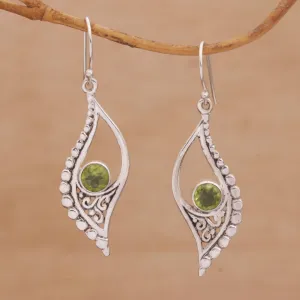 Peridot and Sterling Silver Dangle Earrings from Indonesia - Jungle Dew | NOVICA