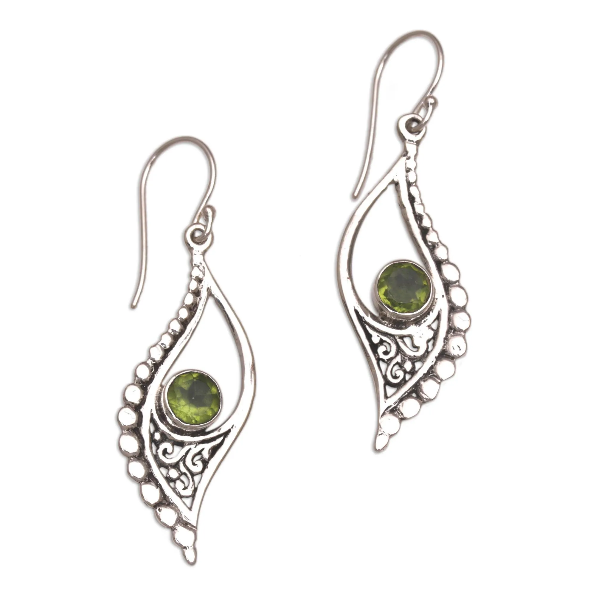 Peridot and Sterling Silver Dangle Earrings from Indonesia - Jungle Dew | NOVICA