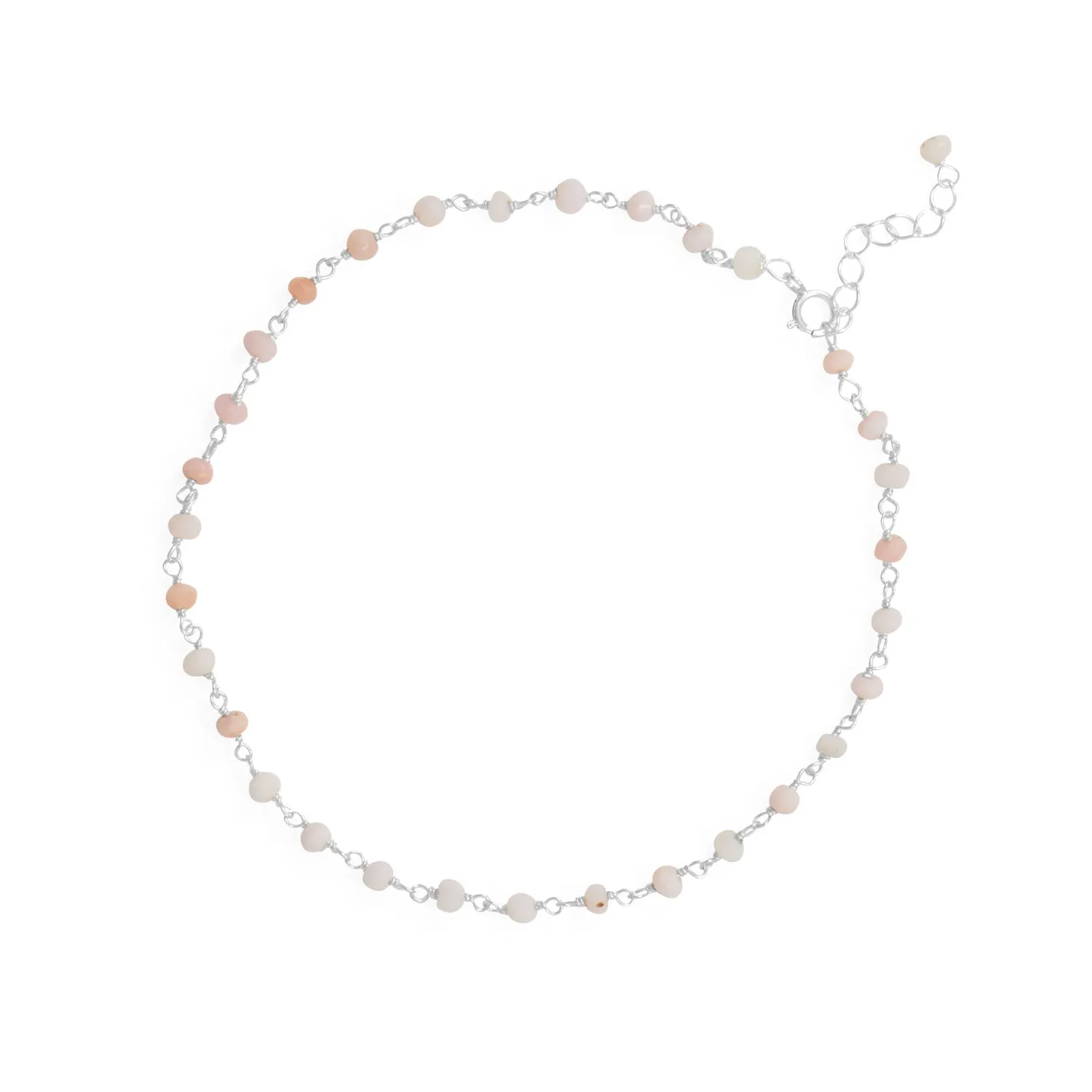 Pink Party! 9.5" 1" Opal Bead Anklet
