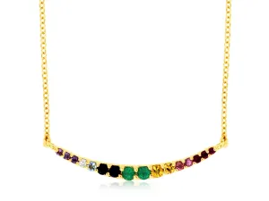 Rainbow Sapphire Curved Bar Necklace