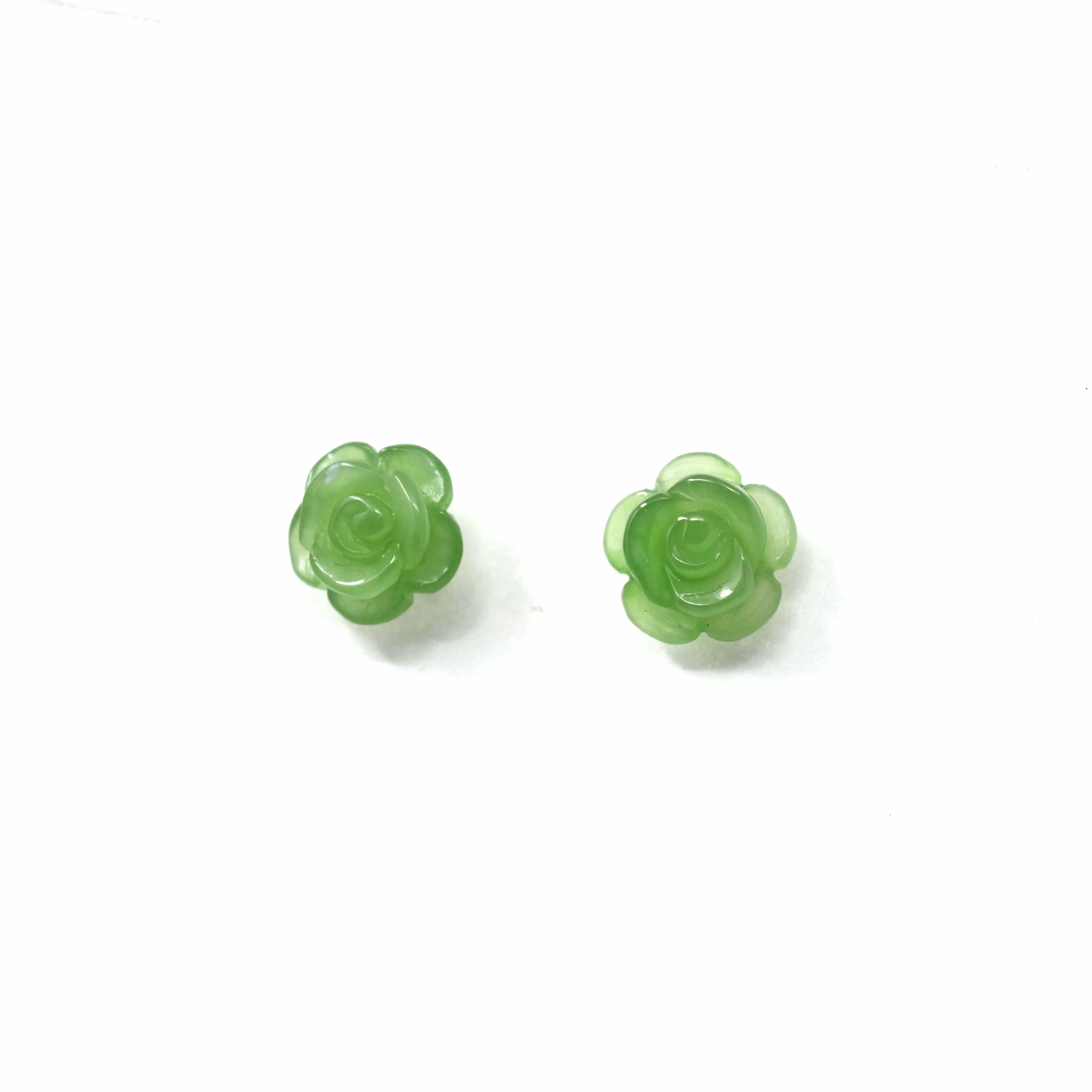 RealJade® "Rose Flowers" 18k Solid Gold High-end Real Green Jade Rose Flower Earrings