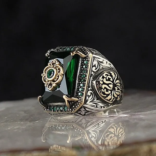 Retro Handmade Turkish Signet Ring for Men Women
