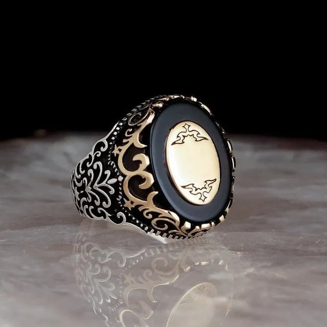 Retro Handmade Turkish Signet Ring for Men Women