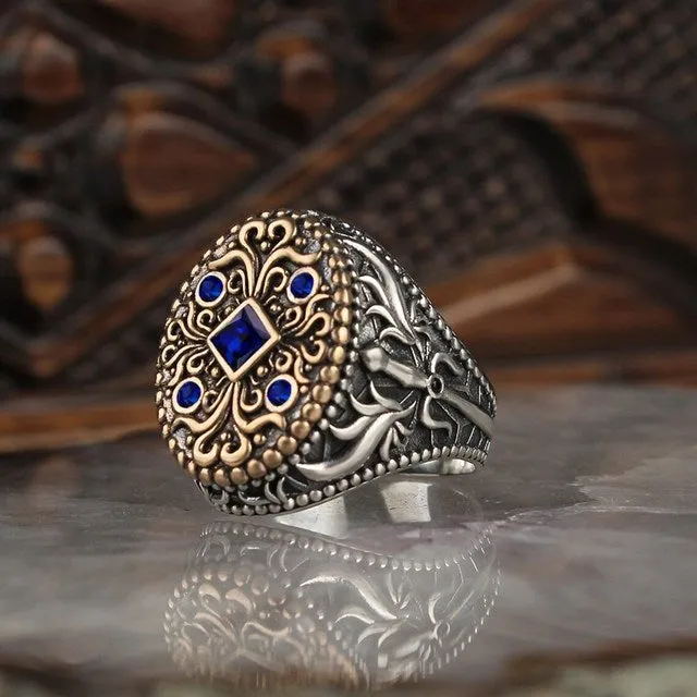 Retro Handmade Turkish Signet Ring for Men Women