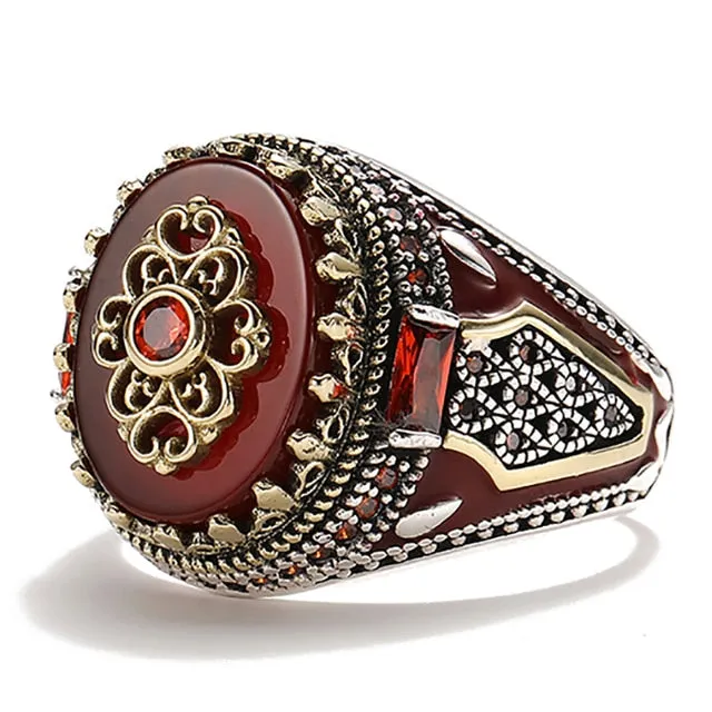 Retro Handmade Turkish Signet Ring for Men Women