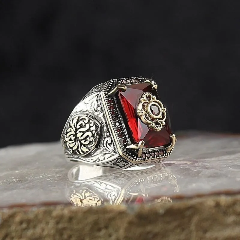 Retro Handmade Turkish Signet Ring for Men Women
