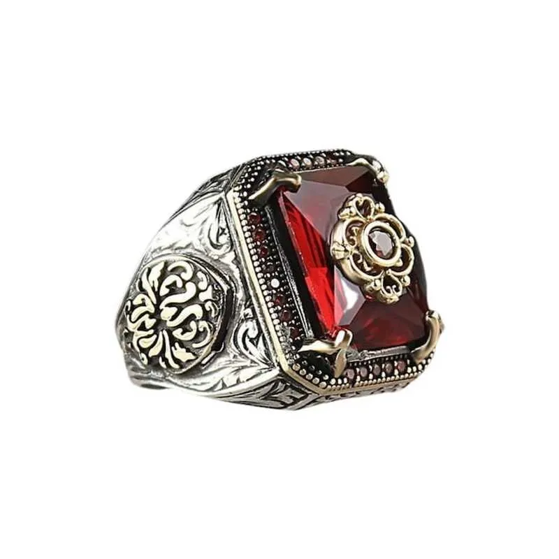 Retro Handmade Turkish Signet Ring for Men Women